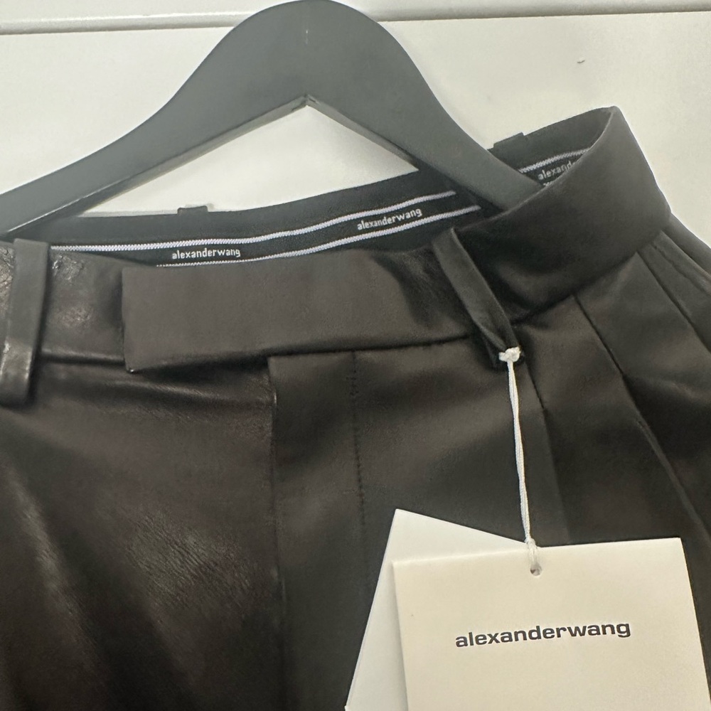 Alexander Wang Leather Wide Leg Embossed Trousers Women Size 0 - Picture 7 of 14